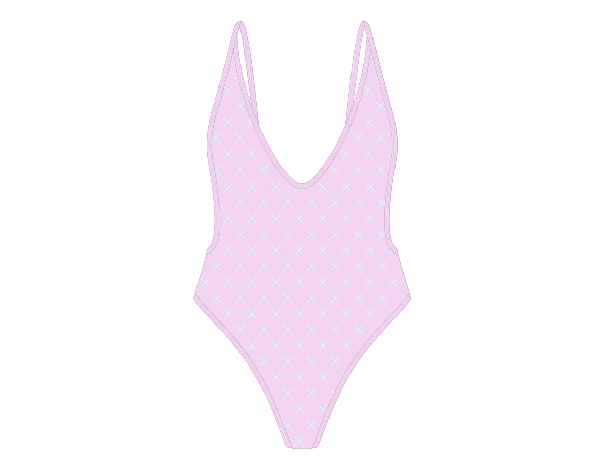 Pink Logo Print Retro One-Piece – Boutine LA